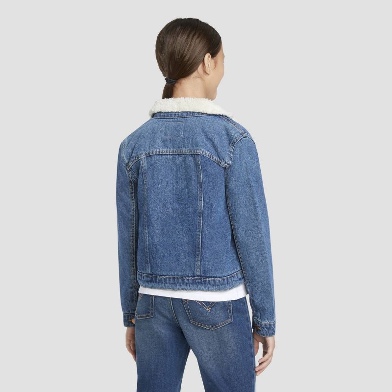 Levi's® Girls' Faux Shearling Trucker Jeans Jacket - Dark Wash, 2 of 4