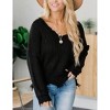 Women's V Neck Pullover Sweater Oversized Long Sleeve Loose Knit Top - 2 of 4