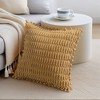 REGALWOVEN Corduroy Solid Plaid Texture Decorative with Pom-pom Edges Throw Pillow Covers 2 Pcs - 2 of 4