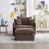 ModernLuxe Oversized Swivel Accent Chair with Ottoman, 360° Rotation Wide Seat Chenille Chair with 3 Pillows for Living Room - 2 of 4