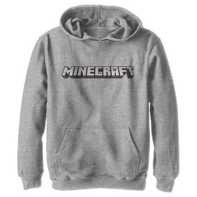Boy's Minecraft Classic Logo White Pull Over Hoodie - Athletic Heather ...