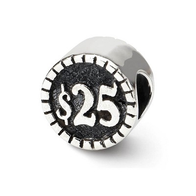 Black Bow Jewelry Sterling Silver Double sided, Vegas Chip Bead Charm