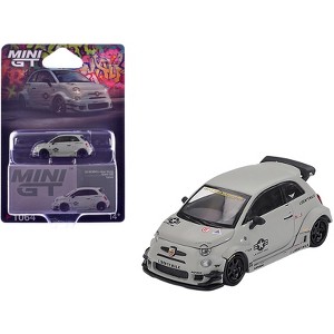 ABARTH 595 LB-Works x Abas Works "Fighters" Matt Gray Ltd Ed 1/64 Diecast Model Car by Mini GT - 1 of 4