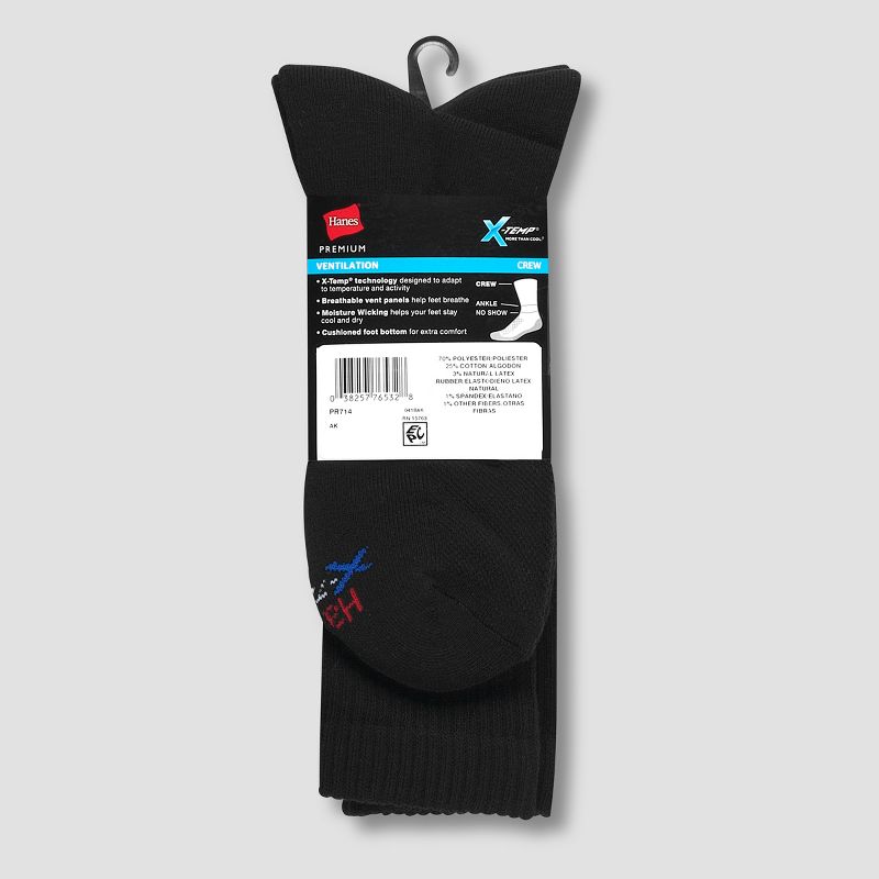 Hanes Premium Men's 4pk Cushion Casual Socks - Black 6-12, 5 of 6