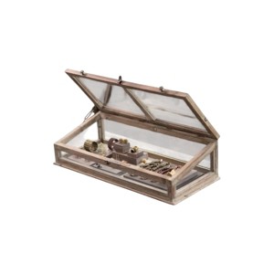 Slickblue Vintage Wood Frame Display Storage Case, Glass Top Design, Canvas Lined Interior, 30.5 x 13.5 x 9 Inch - 1 of 3