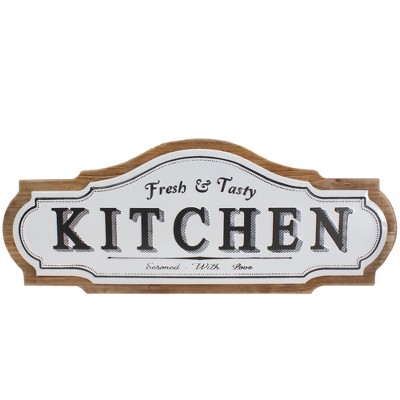 Northlight 24" Black and White "Fresh & Tasty" Kitchen Metal Sign Wall Decor