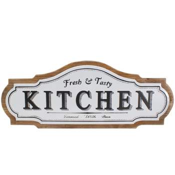 Northlight Metal "Kitchen Fresh & Tasty" Sign Wall Decor - 24" - Black and White