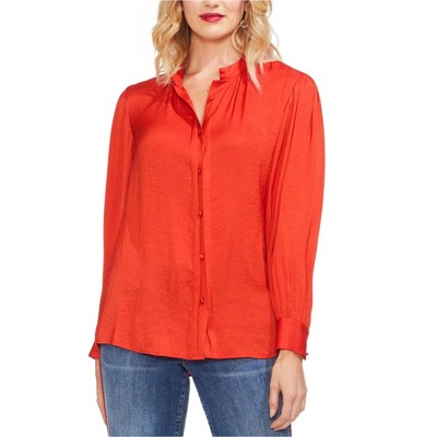Vince Camuto Womens Pintuck Button Down Blouse