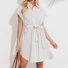 Women's White Striped Collared Button Front Mini Dress - Cupshe - 3 of 4