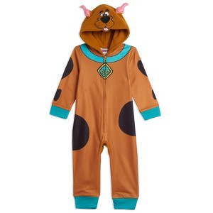 Scooby-Doo Fleece Zip Up Cosplay Pajama Coverall Toddler - 1 of 4