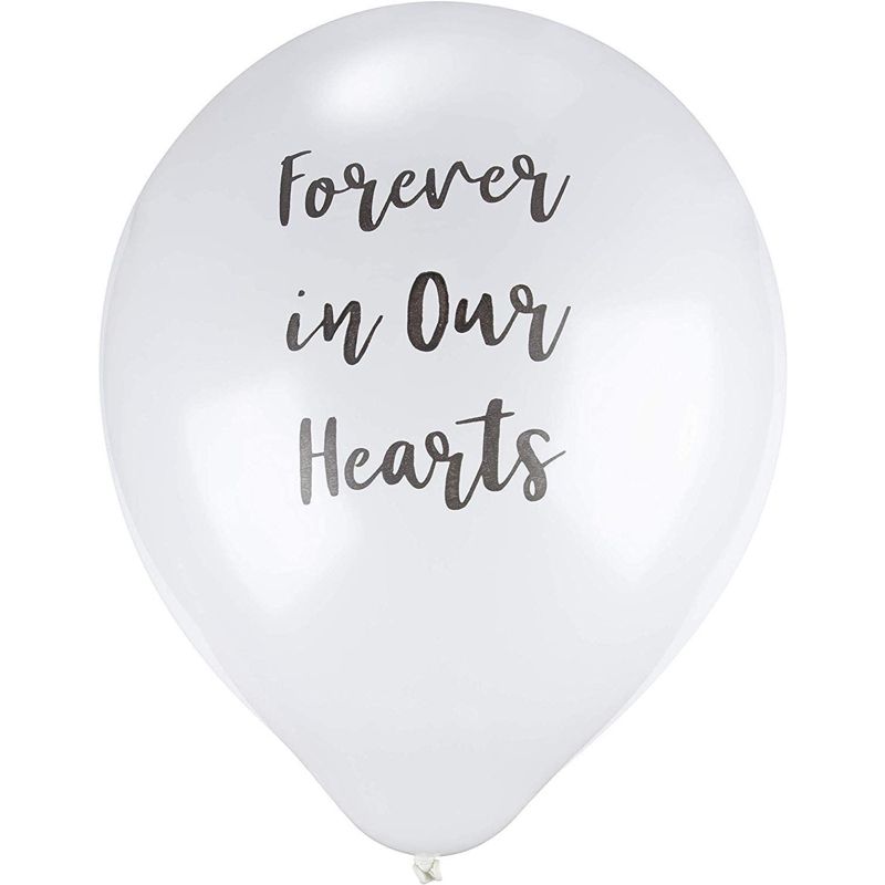 Juvale 30-Pack 12" Memorial Funerals Balloons Party Decorations, Forever in Our Hearts for Memorials, 5 of 6