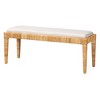 Sofia Rattan and Mahogany Wood Bench White/Natural Brown - Baxton Studio: Handmade, No Assembly Required - image 2 of 4