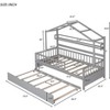 Acekool Twin Size House Bed with Drawers & Storage Shelves, Roof & Fence Rails, Playhouse Tent Bed Frame for Kids, Teens, Boys, Girls, Grey - 2 of 4