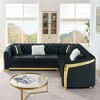 Luxury 106" Velvet L-Shaped Chesterfield Sectional Sofa with Gold Steel Accents, Tufted Design & 5 Pillows, for Living Room, Easy Assembly - 3 of 4