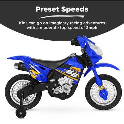 Blue 6V Kids Ride-On Motorcycle with Training Wheels