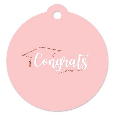 Big Dot of Happiness Rose Gold Grad - Graduation Party Favor Gift Tags (Set of 20)