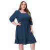 Agnes Orinda Women's Plus Size Square Neck Swiss Dots Wedding Empire Waist Ruffle Hem Chiffon Midi Dresses - 3 of 4