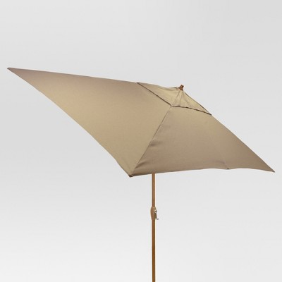 10' x 6' Rectangular Umbrella - Taupe - Medium Wood Finish - Threshold™