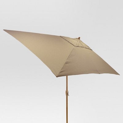 10' x 6' Rectangular Umbrella - Taupe - Medium Wood Finish - Threshold™