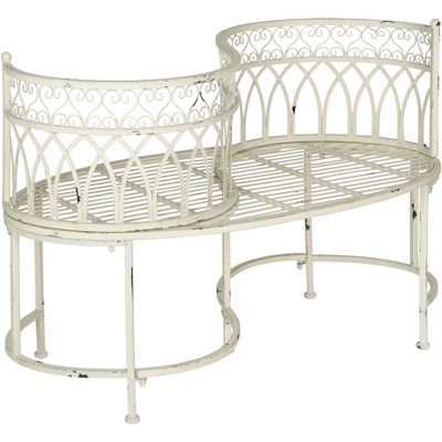 Antique White Victorian Heart-Shaped Kissing Bench