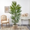 Nearly Natural 7-ft Kentia Artificial Palm in Handmade Natural Cotton Multicolored Woven Planter - 3 of 4