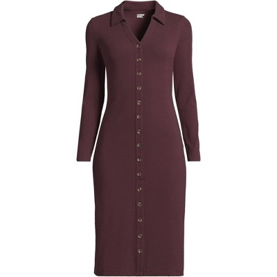 Lands' End Women's Knit Rib Button Front Dress