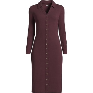 Lands' End Women's Knit Rib Button Front Dress - 1 of 3
