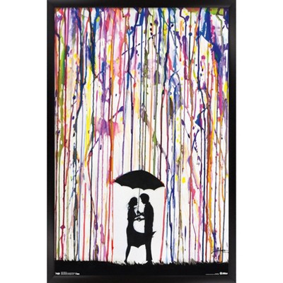 people under umbrella silhouette for crayon art