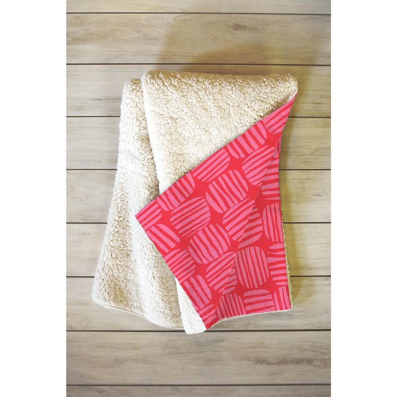 Sewzinski Striped Circle Squares Pink Fleece Throw Blanket -Deny Designs, 2 of 3