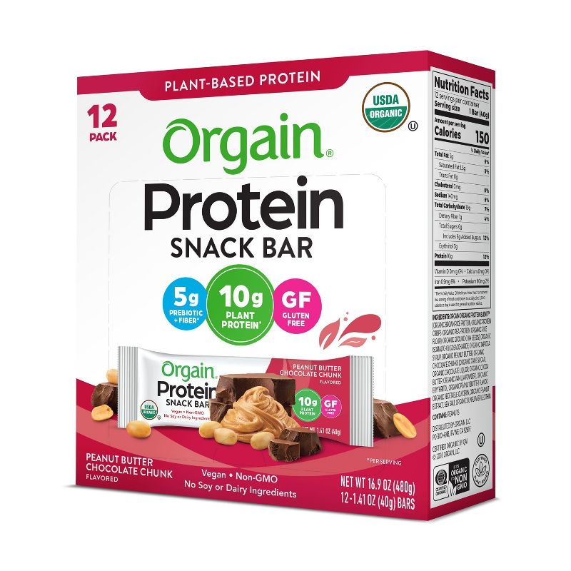 Orgain Organic Vegan Protein Bar - Peanut Butter Chocolate Chip - 12ct, 2 of 9