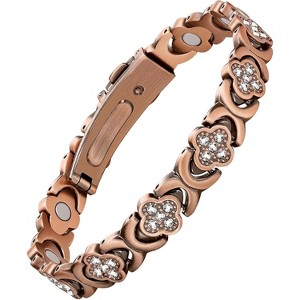 Pure Copper Bracelets for Women, Ultra Strength Magnetic Therapy Bracelet infinite Clover Jewelry - 1 of 4