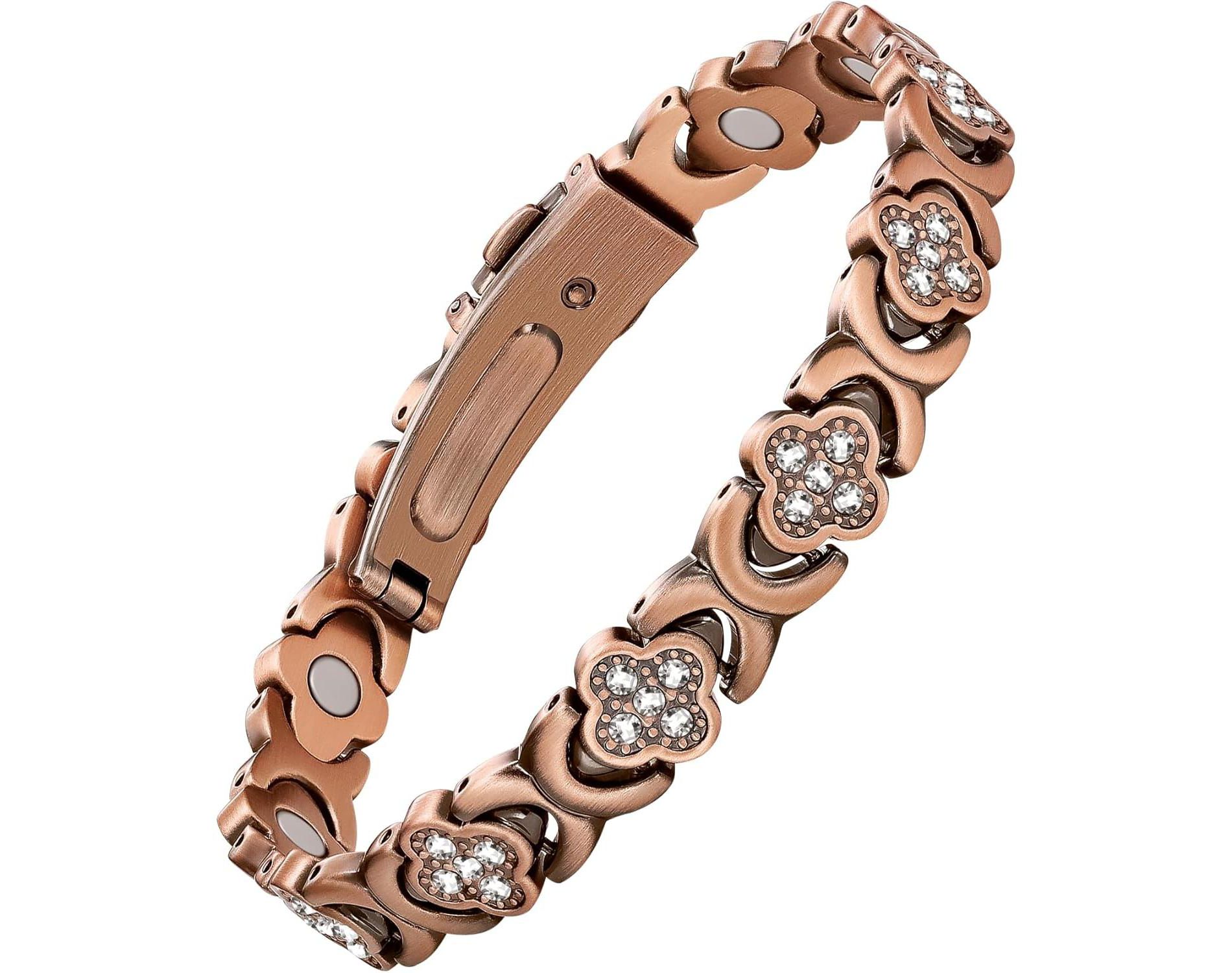 Pure Copper Bracelets for Women, Ultra Strength Magnetic Therapy Bracelet infinite Clover Jewelry