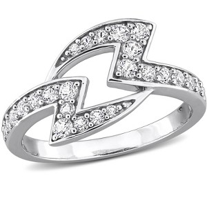 EVERLY JEWELRY | Sterling Silver 3/4 CT TGW Created White Sapphire Modern Zigzag Ring - 1 of 4
