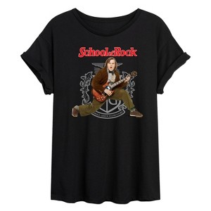 Women's - School of Rock - Dewey Finn Playing the Guitar Oversized Graphic T-Shirt - 1 of 4