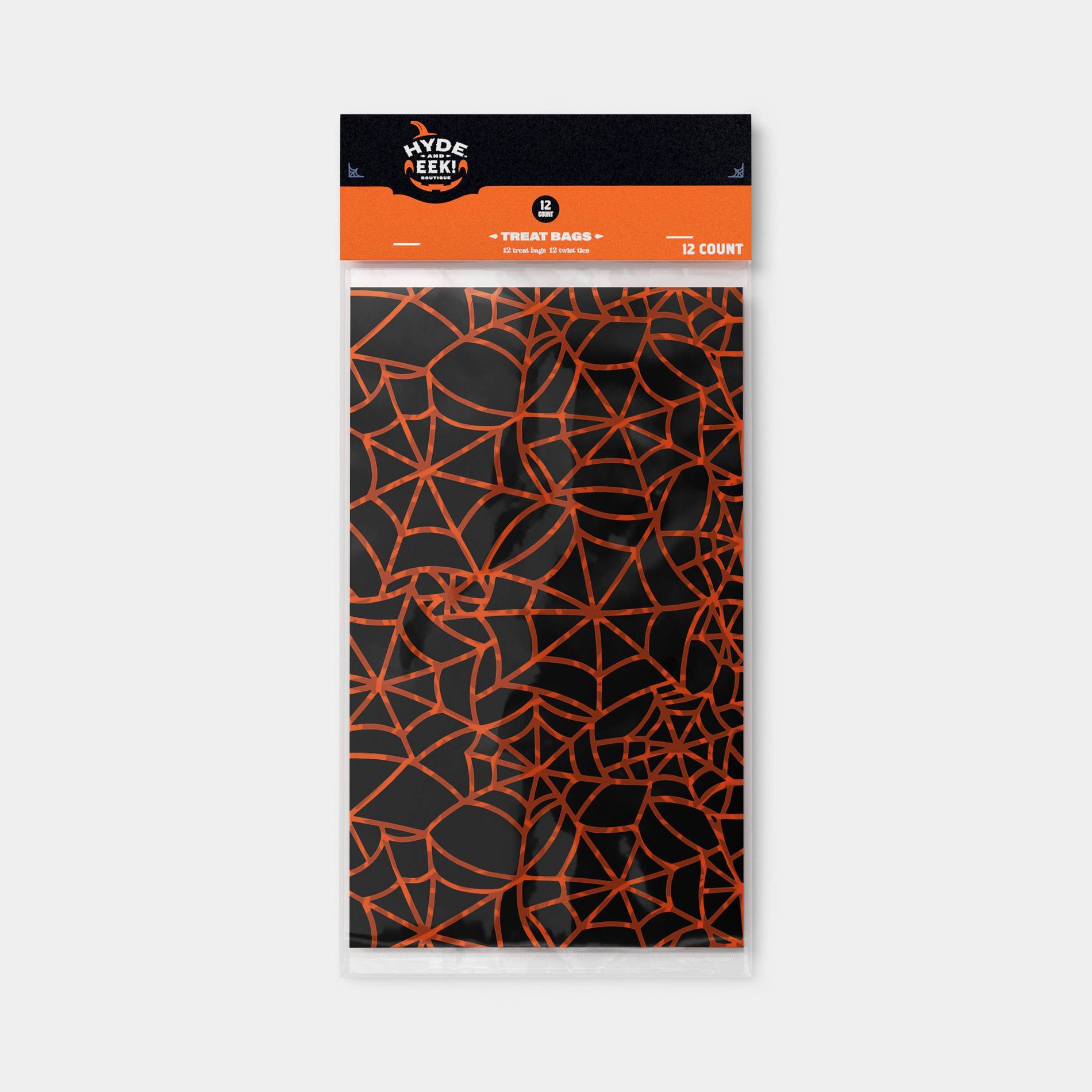 12ct Orange Web Cello Bag Non-Candy Party Favor Trick or Treat - Hyde and EEK! Boutique™: Halloween