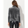 Allegra K Women's Solid Turtleneck Velvet Long Sleeve Work Basic Velour Blouse - 4 of 4