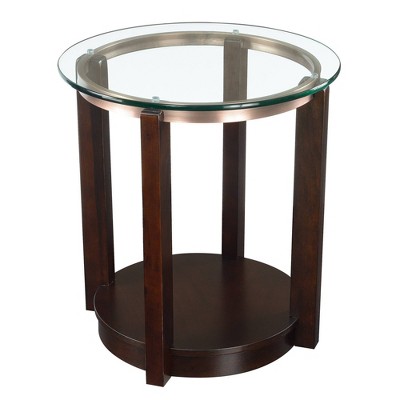 Benton Espresso 3-Piece Round Glass Top Occasional Table Set