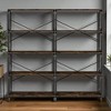 Mshliw 5-Tier Industrial Bookshelf, 63" Large Vintage Wood and Metal Open Bookcase for Living Room or Home Office, Storage Cabinet - 3 of 4