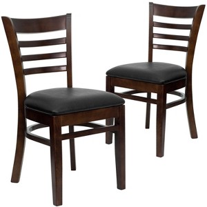 Emma and Oliver 2 Pack Ladder Back Wooden Restaurant Chair - 1 of 4