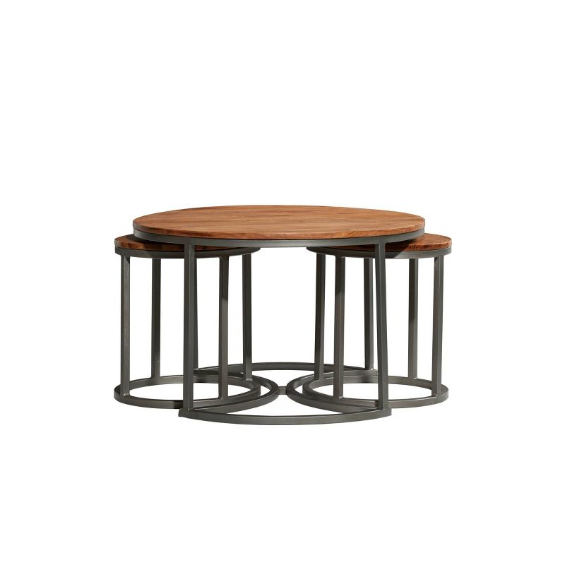 Set of 3 Contemporary Metal Coffee Tables Brown - Olivia &#38; May, 6 of 7