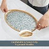 Attop 2-Pack Serving Tray, Rattan Wicker Shell Decorative Tray with Handles, Platters for Home Kitchen Living Room Table Blue - 3 of 4