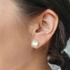 Adornia 14k Gold Plated Cushion-Shaped Mother of Pearl CZ Halo Stud Earrings - 2 of 4