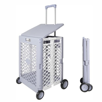 55L Foldable Outdoor Serving Carts with Wheels, Portable Updated Utility Tools with Lid Rolling Crate - The Pop Home