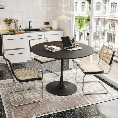 47.24"Modern Round Dining Table,Four Patchwork Tabletops with Solid Wood Grain Table Top