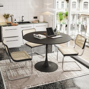 47.24"Modern Round Dining Table,Four Patchwork Tabletops with Solid Wood Grain Table Top - 1 of 4