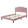 NicBex Twin/Full Wood Platform Bed Frame with Elegant Shell-Shaped Headboard,Velvet Upholstered Bed Frame with LED Lights,Easy Assembly,Pink - 4 of 4