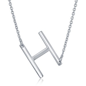 Bella Silver Sterling Silver Sideways Initial 18" Pendant Necklace - Available Colors: Silver, Gold - 1 of 2
