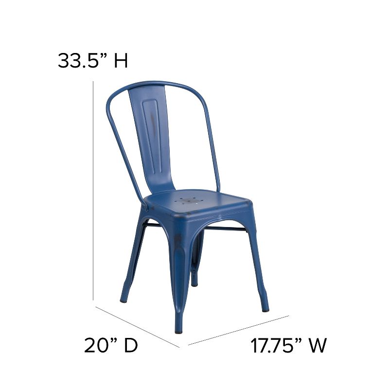 Flash Furniture Commercial Grade Distressed Metal Indoor-Outdoor Stackable Chair, 4 of 11