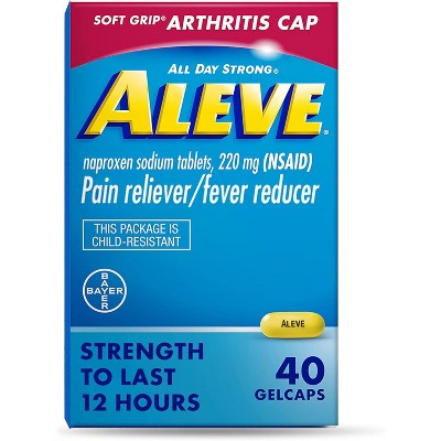 Aleve Gelcaps with Soft Grip cap, Naproxen Sodium, Pain Relief Medicine, 40 count