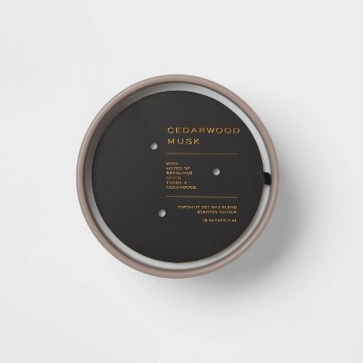 15oz Gray Ceramic Jar 3-Wick Cedarwood Musk Candle